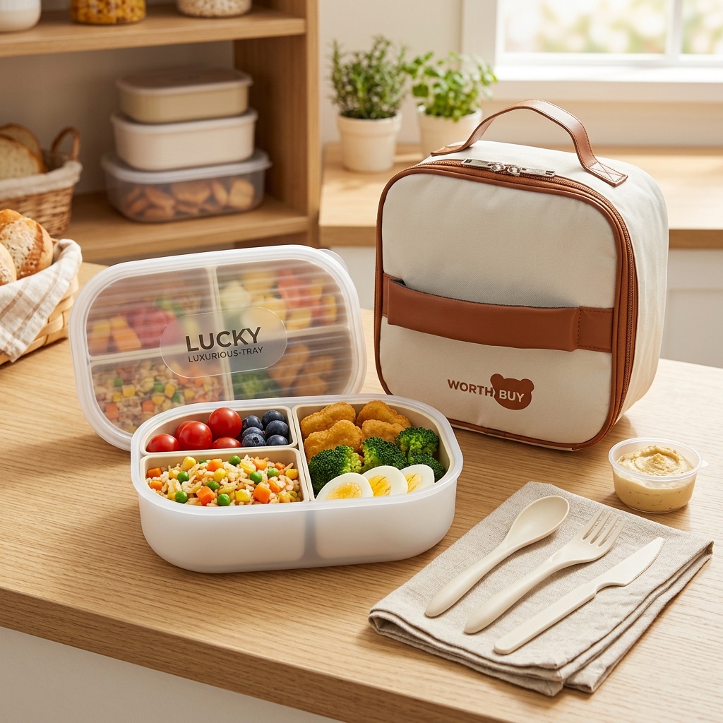 Meal Prep Kinder - 3 Compartment Plastic Bento Box Removable