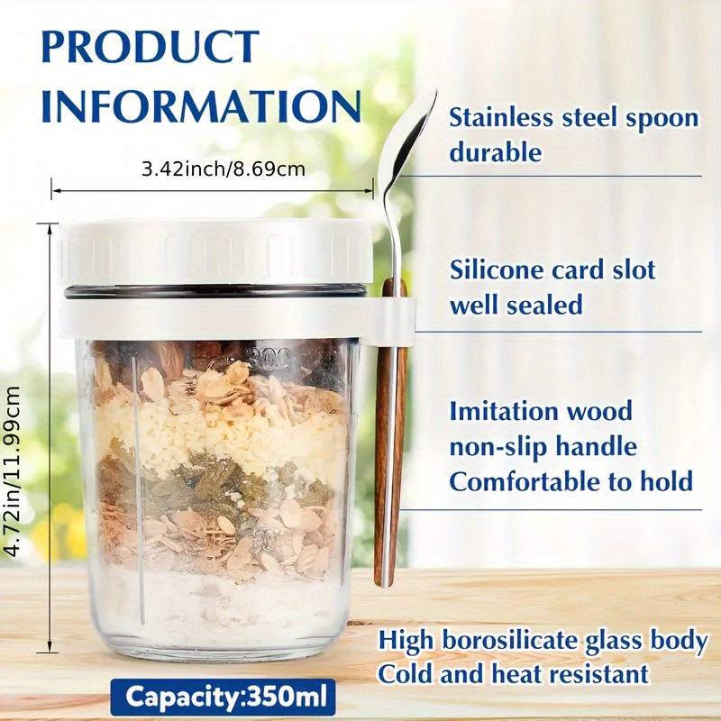 1pc/2pcs Glass Oatmeal Cup, Ov - đánh giá và giá Overnight Oat Jar