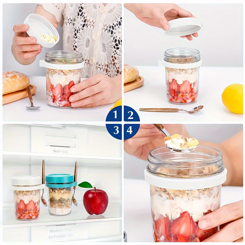 1pc/2pcs Glass Oatmeal Cup, Ov - đánh giá và giá Overnight Oat Jar