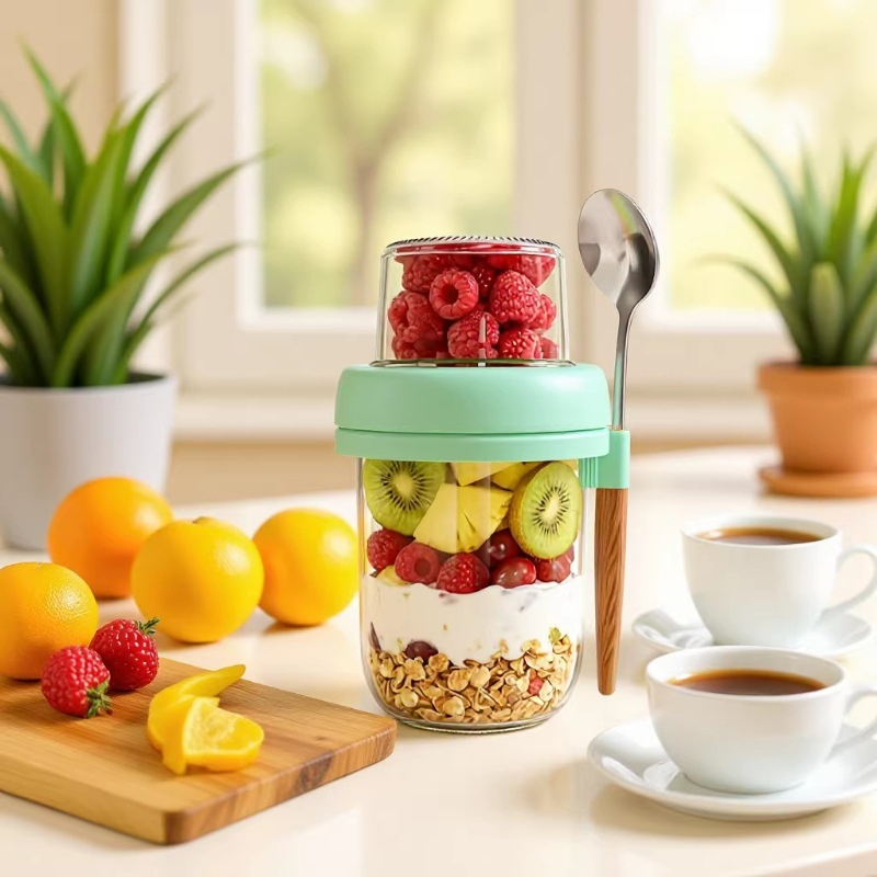 Dual Layer Glass Overnight Oat - đánh giá và giá Overnight Oat Jar