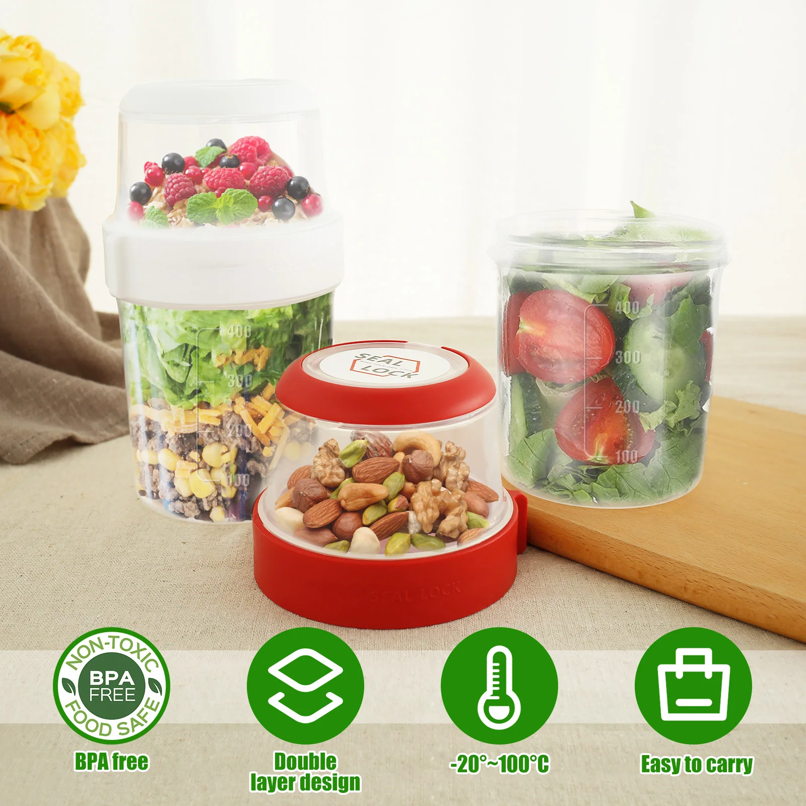 2Pcs Breakfast Cups Reusable T - đánh giá và giá Overnight Oat Jar