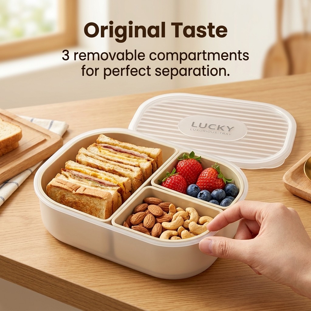 3 Compartment Plastic Bento Bo - đánh giá và giá Meal Prep Kinder