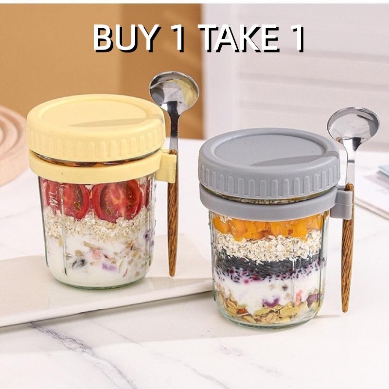 1/2PCS 350ml Reusable Glass Ov - đánh giá và giá Overnight Oat Jar