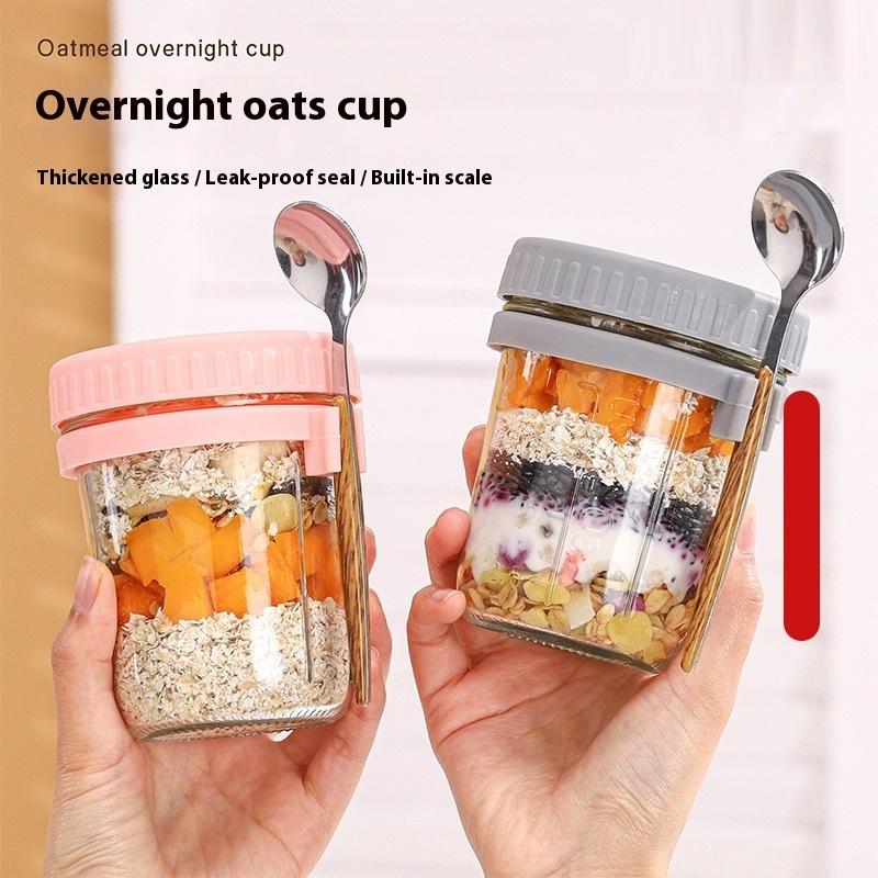 1/2PCS 350ml Reusable Glass Ov - đánh giá và giá Overnight Oat Jar