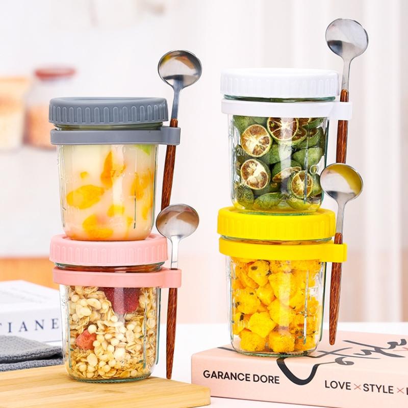 1/2PCS 350ml Reusable Glass Ov - đánh giá và giá Overnight Oat Jar